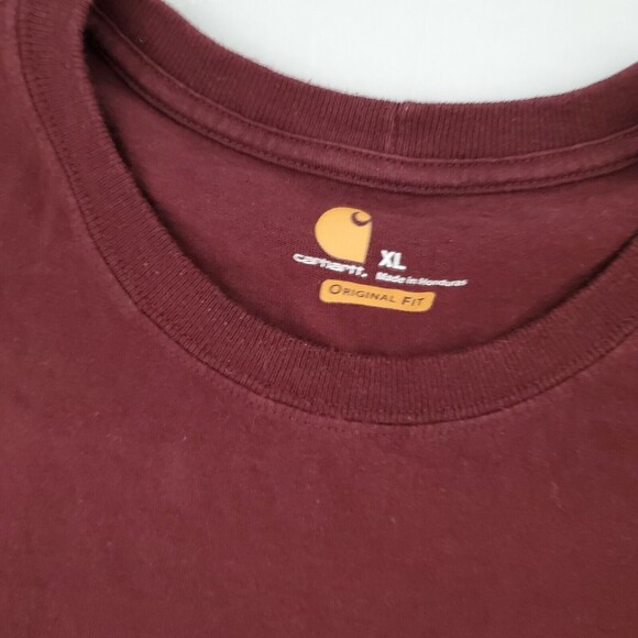 Carhartt Mens XL T-shirt WorkWear Pocket Basic Heavyweight Jersey Knit Maroon - Picture 3 of 9